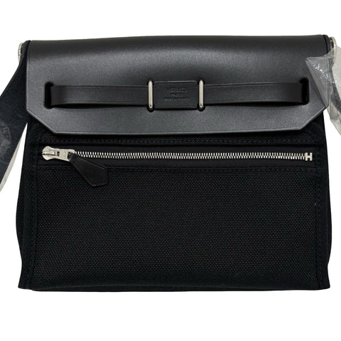 【新品未使用】 Hermes エルメス HERBAG ZIP 20 エールバッグジップ 20 ミニ ショルダーバッグ W刻 (2024年) ブラック キャンバスxレザー 新品未使用 NEW バッグ