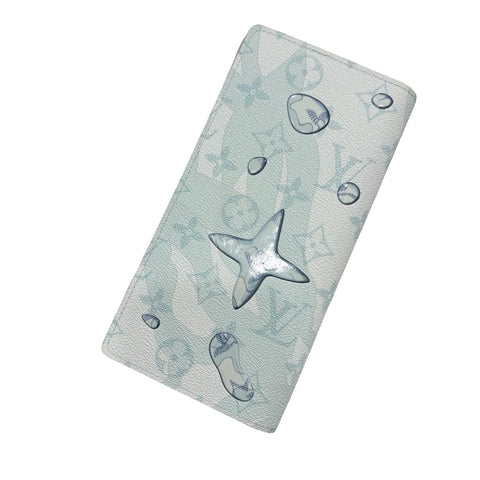 【中古】 LOUIS VUITTON ルイ・ヴィトン LONG WALLET モノグラム・アクアガーデン ポルトフォイユブラザ 長財布 小物 ホワイト ブルー キャバス 中古 WHITE AND BLUE CANVAS LEATHER