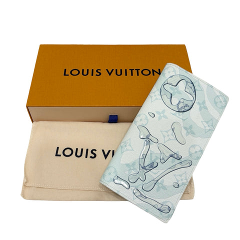 【中古】 LOUIS VUITTON ルイ・ヴィトン LONG WALLET モノグラム・アクアガーデン ポルトフォイユブラザ 長財布 小物 ホワイト ブルー キャバス 中古 WHITE AND BLUE CANVAS LEATHER