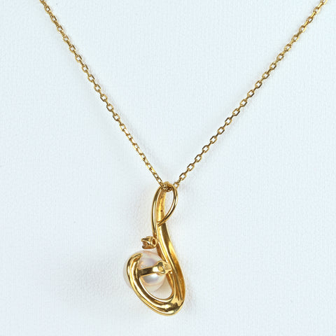 【中古】MIKIMOTO ミキモト K18YG Akoya Pearl アコヤパールネックレス P6.8mm 39.5cm 3.1g