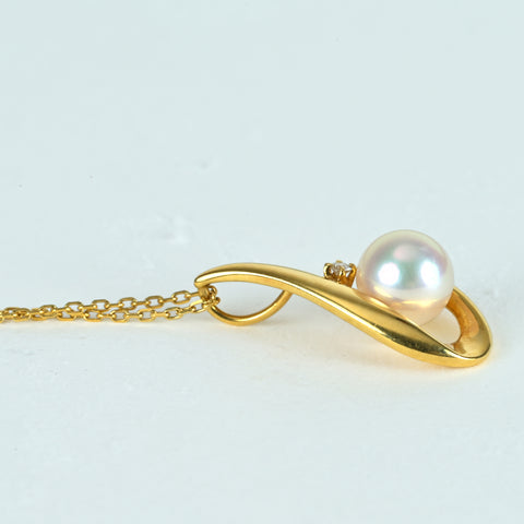 【中古】MIKIMOTO ミキモト K18YG Akoya Pearl アコヤパールネックレス P6.8mm 39.5cm 3.1g