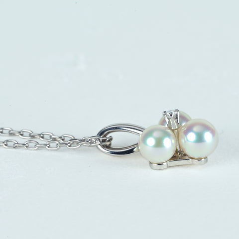 【中古】MIKIMOTO ミキモト K18WG AKOYA PEARLアコヤパールペンダントネックレス 4.7mm - 5.0mm 3.4g 40cm one price