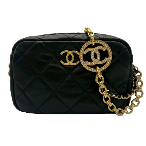 【中古】 CHANEL シャネル MATELASSE SHOULDERBAG カメラバッグ ショルダーバッグ ランダム番(2021年~) ブラック ラムスキン 中古 USED バッグ