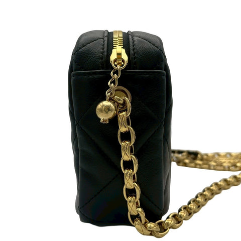 【中古】 CHANEL シャネル MATELASSE SHOULDERBAG カメラバッグ ショルダーバッグ ランダム番(2021年~) ブラック ラムスキン 中古 USED バッグ