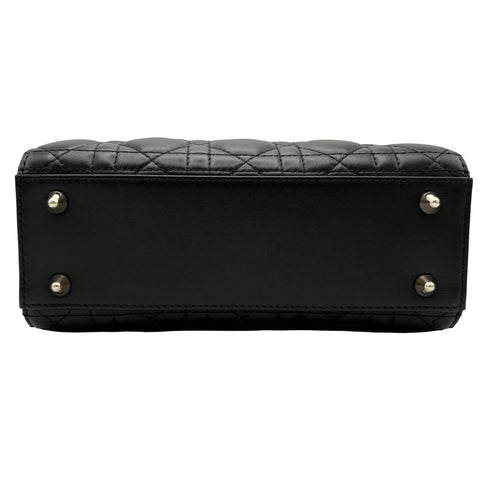 【美品】 Christian Dior クリスチャン ディオール LADY DIOR SMALL レディーディオールスモール ハンドバッグ 88MA★0274(2024年) ブラック ラムスキン 中古 USED バッグ