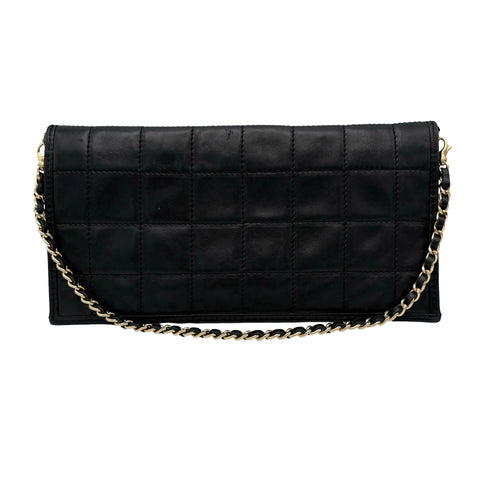 【中古】 CHANEL シャネル CHAINSHOULDERBAG チョコバー チェーンショルダー シリアルシールなし ブラック ラムスキン 中古 USED バッグ