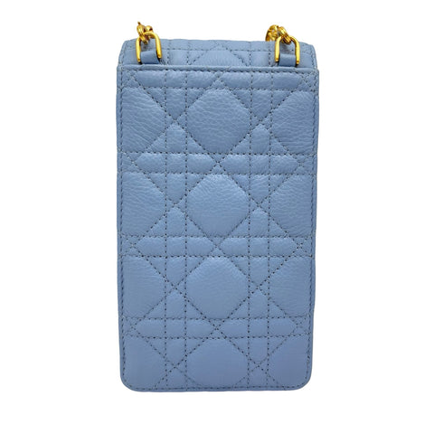 【中古】 Christian Dior クリスチャン ディオール PHONE SHOULDER フォンショルダー ショルダーバッグ ブルー系 ラムスキン 中古 USED バッグ
