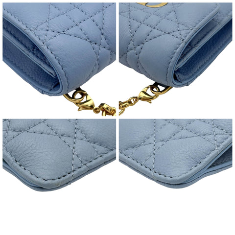 【中古】 Christian Dior クリスチャン ディオール PHONE SHOULDER フォンショルダー ショルダーバッグ ブルー系 ラムスキン 中古 USED バッグ