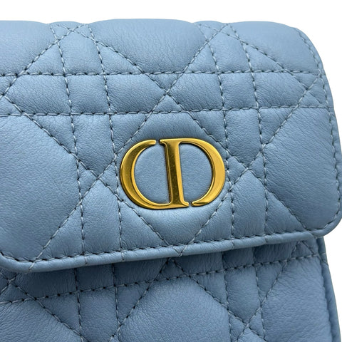 【中古】 Christian Dior クリスチャン ディオール PHONE SHOULDER フォンショルダー ショルダーバッグ ブルー系 ラムスキン 中古 USED バッグ