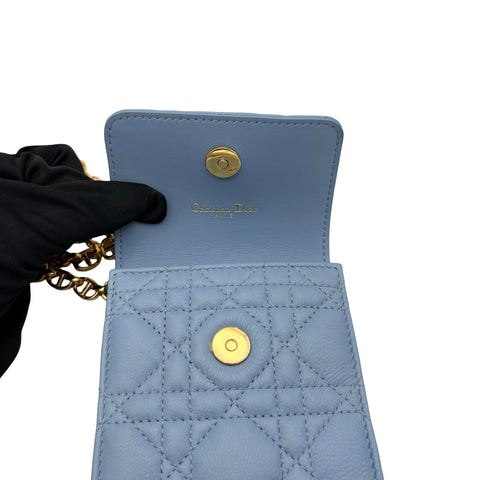 【中古】 Christian Dior クリスチャン ディオール PHONE SHOULDER フォンショルダー ショルダーバッグ ブルー系 ラムスキン 中古 USED バッグ