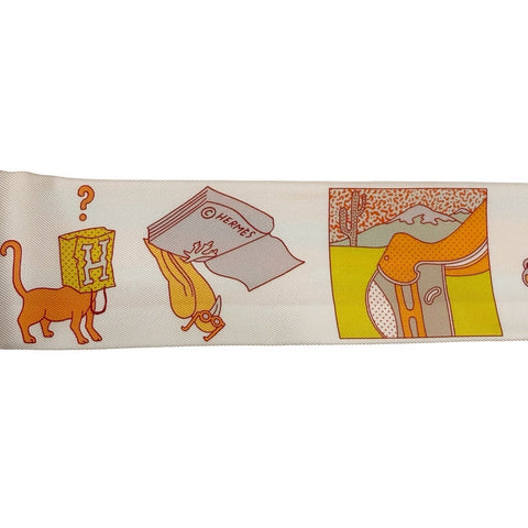 【新品未使用】Hermes エルメス ツイリー<さあ色鉛筆を出して!/カレ・リブレ> 小物 マンダリン/ヴェール・アマンド/イエロー 100%シルク 新品 100%SILK