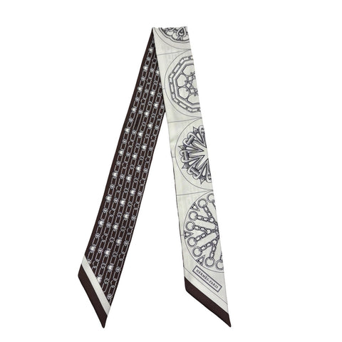 【新品未使用】 Hermes エルメス ツイリー《カレイドスコープ・エフェクト》 小物 ホワイト/アントラシト/マロン 100%シルク 新品未使用 100%SILK