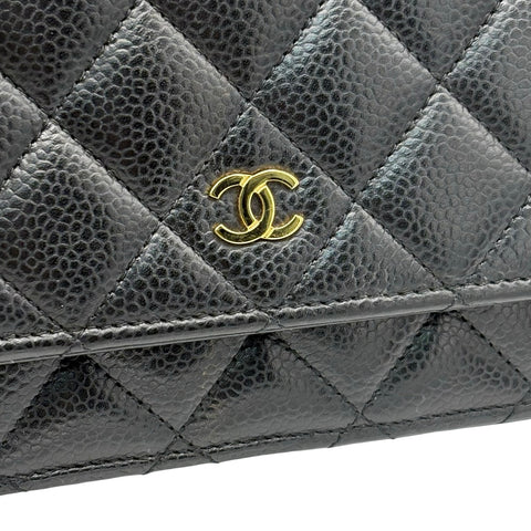 【中古】 CHANEL シャネル CHAINWALLET チェーンウォレット チェーンウォレット ランダム番(2021年~) ブラック キャビアスキン 中古 USED バッグ