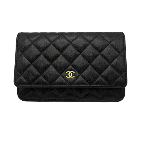 【中古】 CHANEL シャネル CHAINWALLET チェーンウォレット チェーンウォレット ランダム番(2021年~) ブラック キャビアスキン 中古 USED バッグ