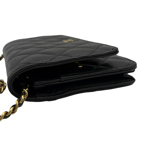 【中古】 CHANEL シャネル CHAINWALLET チェーンウォレット チェーンウォレット ランダム番(2021年~) ブラック キャビアスキン 中古 USED バッグ
