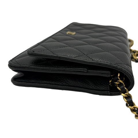 【中古】 CHANEL シャネル CHAINWALLET チェーンウォレット チェーンウォレット ランダム番(2021年~) ブラック キャビアスキン 中古 USED バッグ