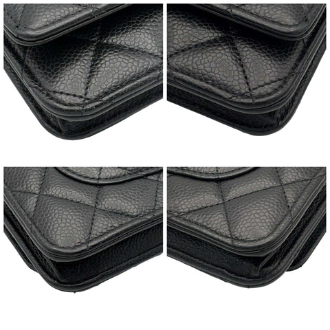 【中古】 CHANEL シャネル CHAINWALLET チェーンウォレット チェーンウォレット ランダム番(2021年~) ブラック キャビアスキン 中古 USED バッグ