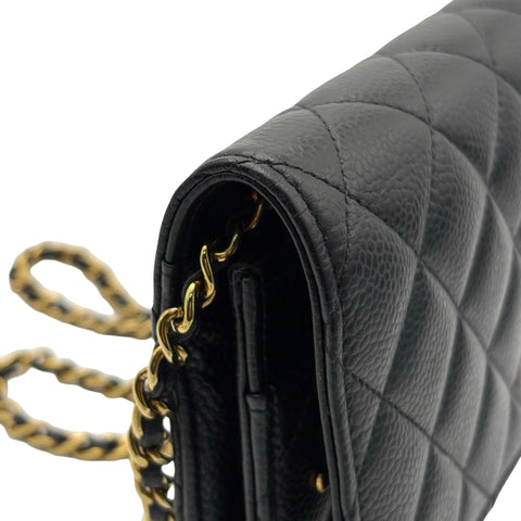 【中古】 CHANEL シャネル CHAINWALLET チェーンウォレット チェーンウォレット ランダム番(2021年~) ブラック キャビアスキン 中古 USED バッグ
