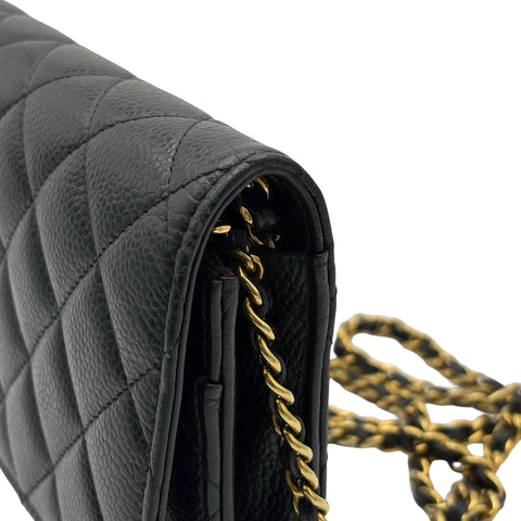 【中古】 CHANEL シャネル CHAINWALLET チェーンウォレット チェーンウォレット ランダム番(2021年~) ブラック キャビアスキン 中古 USED バッグ