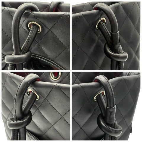 【中古】 CHANEL シャネル CAMBON TOTEBAG カンボンライン トートバッグ 10番台(2005‐2006年) ブラック ラムスキン 中古 USED バッグ
