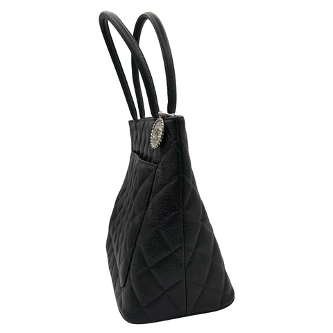 【中古】 CHANEL シャネル 復刻TOTEBAG 復刻トート トートバッグ 6番台(2000‐2001年) ブラック キャビアスキン ヴィンテージ 中古 USED バッグ