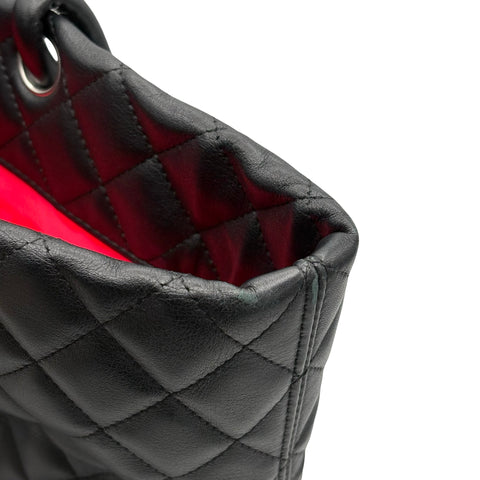 【中古】 CHANEL シャネル CAMBON TOTEBAG カンボンライン トートバッグ 16番台(2012‐2013年) ブラック ラムスキン 中古 USED バッグ