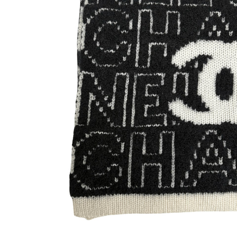 【中古】 CHANEL シャネル MUFFLER マフラー 小物 ブラック×ホワイト 52%カシミヤ 35%ウール 13%シルク 中古 BLACK×ホワイト 52%CASHMERE 35%WOOL 13%SILK
