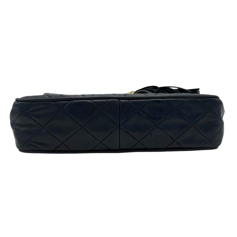【中古】 CHANEL シャネル COCOMARK SHOULDER BAG フリンジタッセルチャームショルダーバッグ 1番台(2013年) ネイビー ラムスキン 中古 USED バッグ