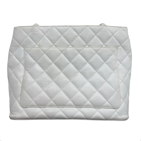 【中古】 CHANEL シャネル 復刻TOTE BAG 復刻トートバッグ トートバッグ 5番台(1994年) ホワイト キャビアスキン 中古 USED バッグ