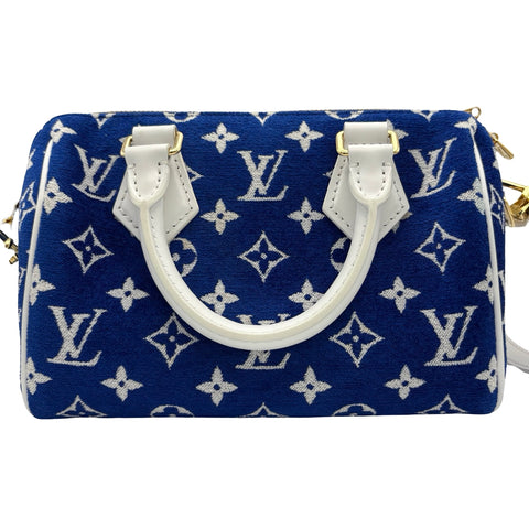 【中古】 LOUIS VUITTON ルイ・ヴィトン SPEEDY BANDOULIERE(M20751) スピーディバンドリエール20 ショルダーバッグ ICチップ(2021年~) ブルー ジャガードベルベット USED バッグ