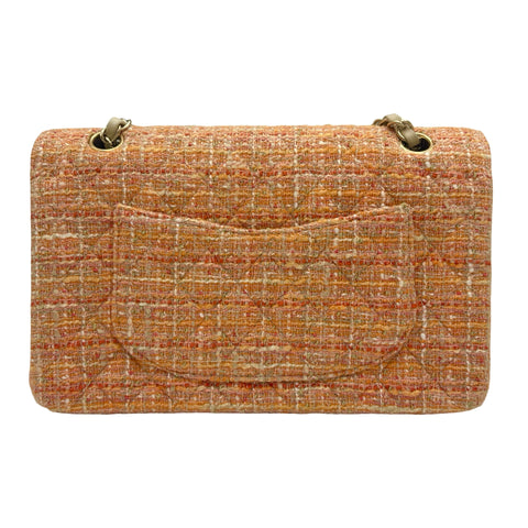 【中古】 CHANEL シャネル MATELASSE TWEED W FLAP マトラッセ ツイード ダブルフラップ ショルダーバッグ 10番台(2006年) オレンジ系 ツイード 中古 USED バッグ