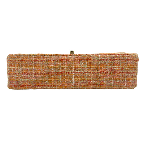 【中古】 CHANEL シャネル MATELASSE TWEED W FLAP マトラッセ ツイード ダブルフラップ ショルダーバッグ 10番台(2006年) オレンジ系 ツイード 中古 USED バッグ