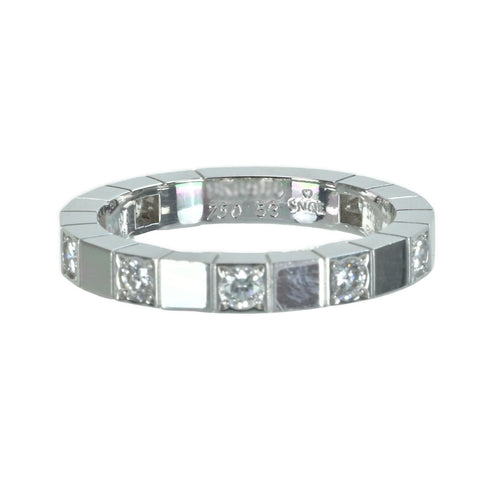 【中古】CARTIER カルティエ K18WG ラニエール ハーフダイヤモンドリング #53 5.5g