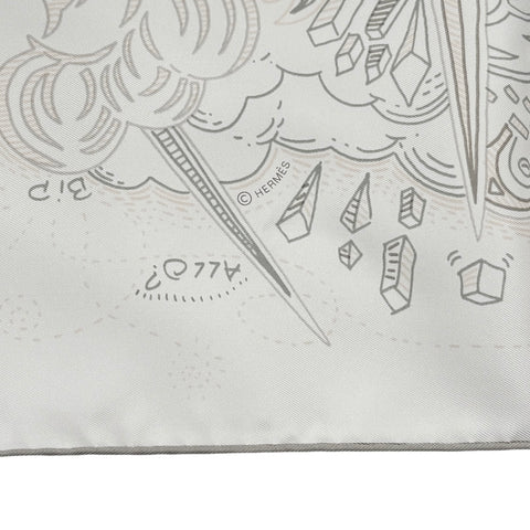 【新品未使用】 Hermes エルメス カレ90《プリーズ・ホールド・ザ・ライン》 2025春夏コレクション スカーフ 小物 白 / ローズ・ナークル / ヴェール・ドゥ・グリ シルク100% 新品未使用 SILK 100%