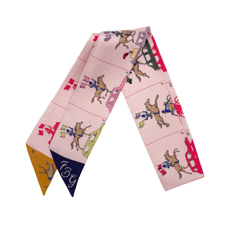 【新品未使用】 Hermes エルメス  ツイリー《エルメス・パラード》 小物 ローズ・パール / マリン / マルチカラー シルク100% 新品未使用 SILK 100%