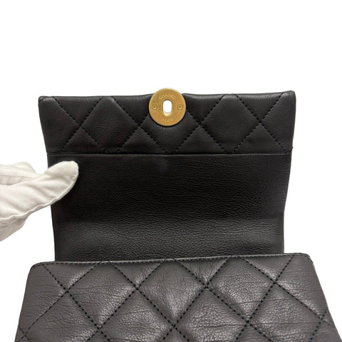 【中古】 CHANEL シャネル MATELASSE マトラッセチェーンショルダー ショルダーバッグ 28番台(2019年) BLACK レザー 中古 USED バッグ