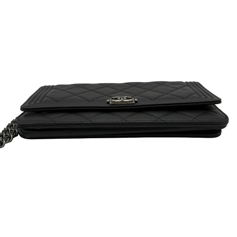 【中古】CHANEL シャネル WALLET ON CHAIN チェーンウォレット 21番台(2016年) ブラック ラムスキン 中古 USED バッグ 財布