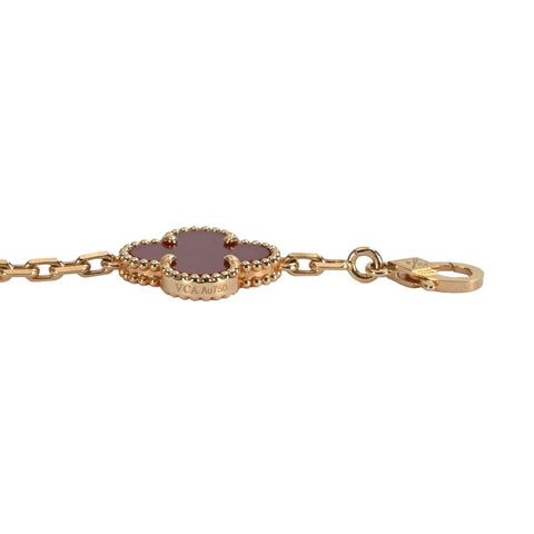 【未使用】Van Cleef&Arpels ヴァンクリーフ&アーペル K18PG ヴィンテージ アルハンブラ ブレスレット、5モチーフ カーネリアン 14.4g