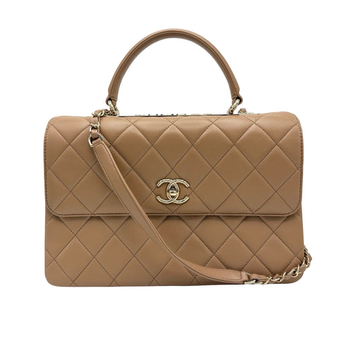 【中古】 CHANEL シャネル TRENDY CC BAG トップハンドル バッグ ハンドバッグ ランダム番(2021年~) ベージュ系 ラムスキン 中古 USED バッグ