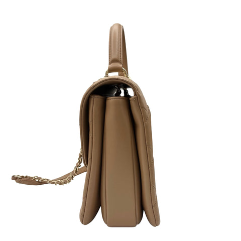 【中古】 CHANEL シャネル TRENDY CC BAG トップハンドル バッグ ハンドバッグ ランダム番(2021年~) ベージュ系 ラムスキン 中古 USED バッグ