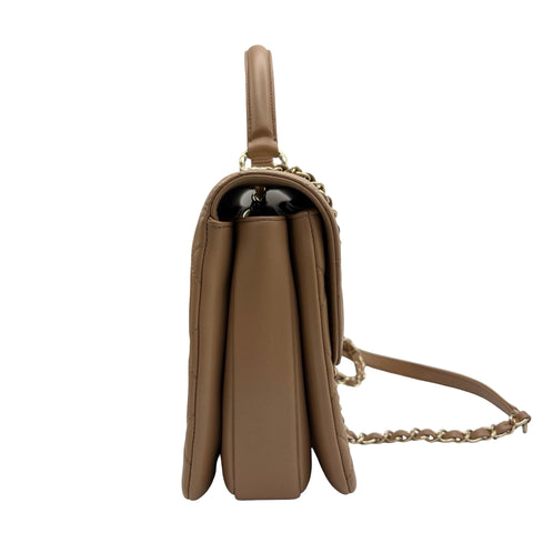 【中古】 CHANEL シャネル TRENDY CC BAG トップハンドル バッグ ハンドバッグ ランダム番(2021年~) ベージュ系 ラムスキン 中古 USED バッグ