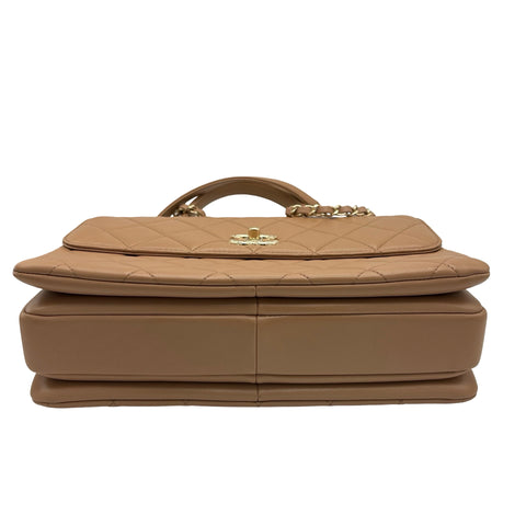 【中古】 CHANEL シャネル TRENDY CC BAG トップハンドル バッグ ハンドバッグ ランダム番(2021年~) ベージュ系 ラムスキン 中古 USED バッグ