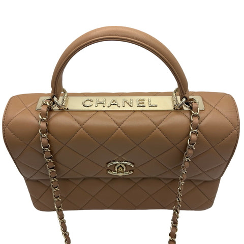 【中古】 CHANEL シャネル TRENDY CC BAG トップハンドル バッグ ハンドバッグ ランダム番(2021年~) ベージュ系 ラムスキン 中古 USED バッグ