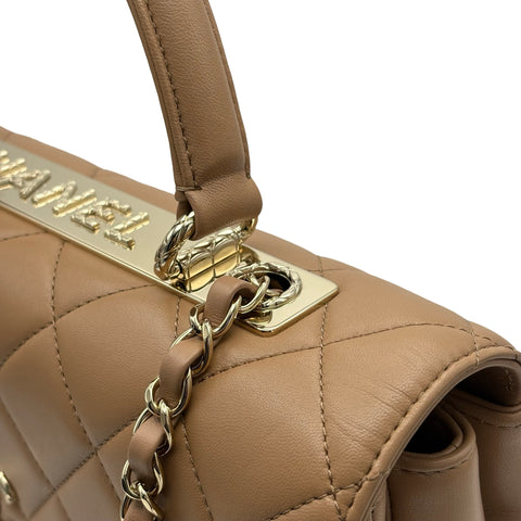 【中古】 CHANEL シャネル TRENDY CC BAG トップハンドル バッグ ハンドバッグ ランダム番(2021年~) ベージュ系 ラムスキン 中古 USED バッグ