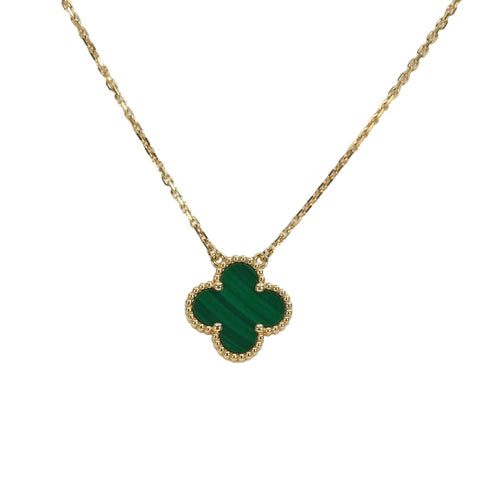 【中古】Van Cleef&Arpels ヴァンクリーフ&アーペル K18YG VINTAGE ALHAMBRA ヴィンテージ アルハンブラ ペンダント マラカイト ネックレス5.5g