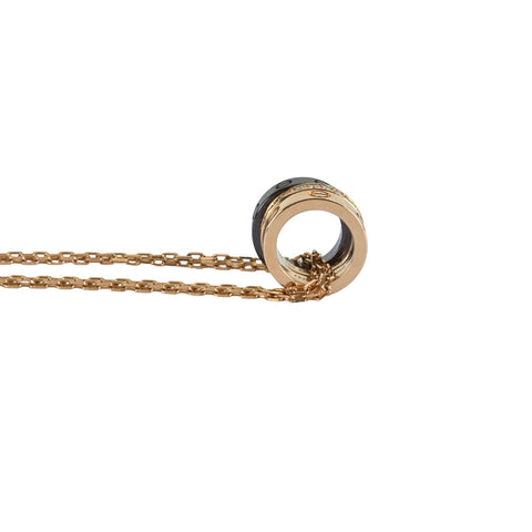 【中古】CARTIER カルティエ K18PG/セラミック ラブスリーフープネックレス ダイヤモンド 7.4g