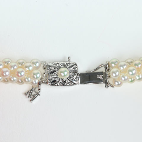 【中古】MIKIMOTO ミキモト SV AKOYA PEARL アコヤパールネックレス P4.0-4.5mm 41cm