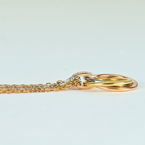 【中古】CARTIER カルティエ K18 スリーカラーゴールド トリニティネックレス 16.7g
