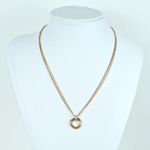 【中古】CARTIER カルティエ K18 スリーカラーゴールド トリニティネックレス 16.7g