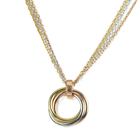 【中古】CARTIER カルティエ K18 スリーカラーゴールド トリニティネックレス 16.7g